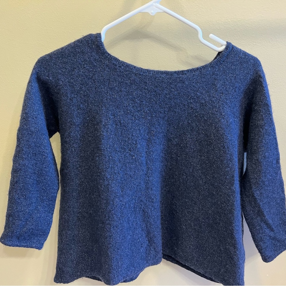 Maje Paris glitter navy blue cropped sweater - wool blend